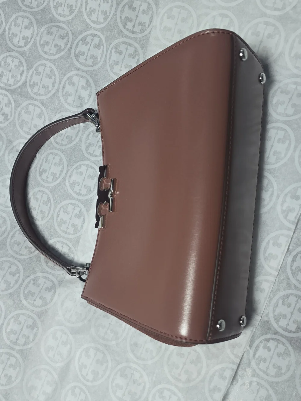 Tory Burch Dusty Mauve Leather Top-Handle Satchel